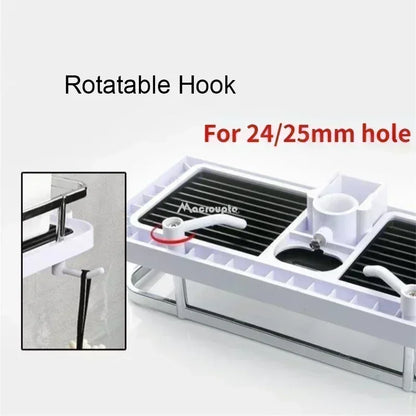 No-Drill Bathroom Shower Storage Rack with Pole, Holder & Shelves