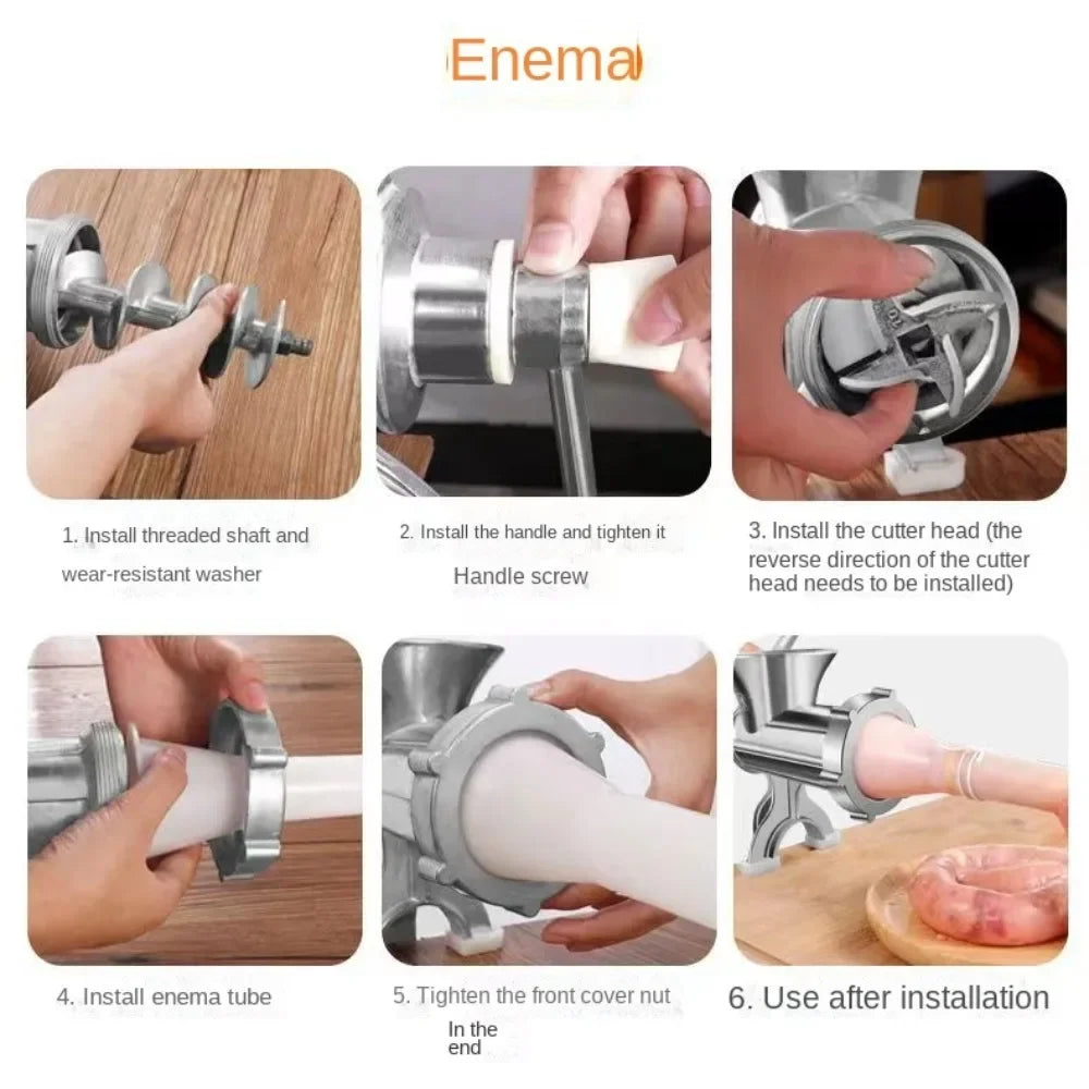 Heavy Duty Hand Crank Meat Grinder & Sausage Stuffer Manual Kitchen Mincer Pasta Maker