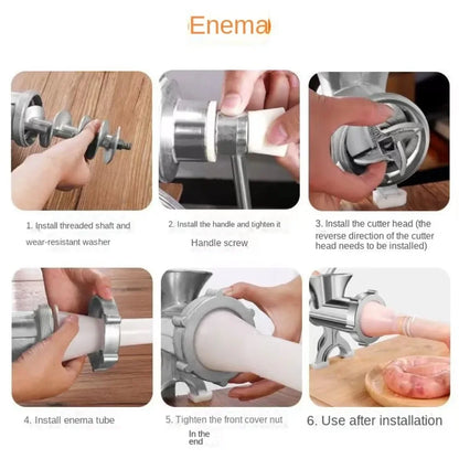 Heavy Duty Hand Crank Meat Grinder & Sausage Stuffer Manual Kitchen Mincer Pasta Maker