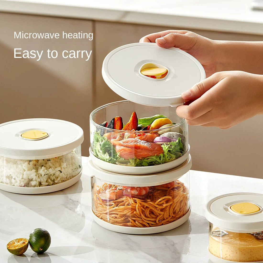 Glass Tupperware Set Airtight Containers Heat Resistant Lunch Box Food Storage for Frozen Rice Salad Bowl and Lid Take Away