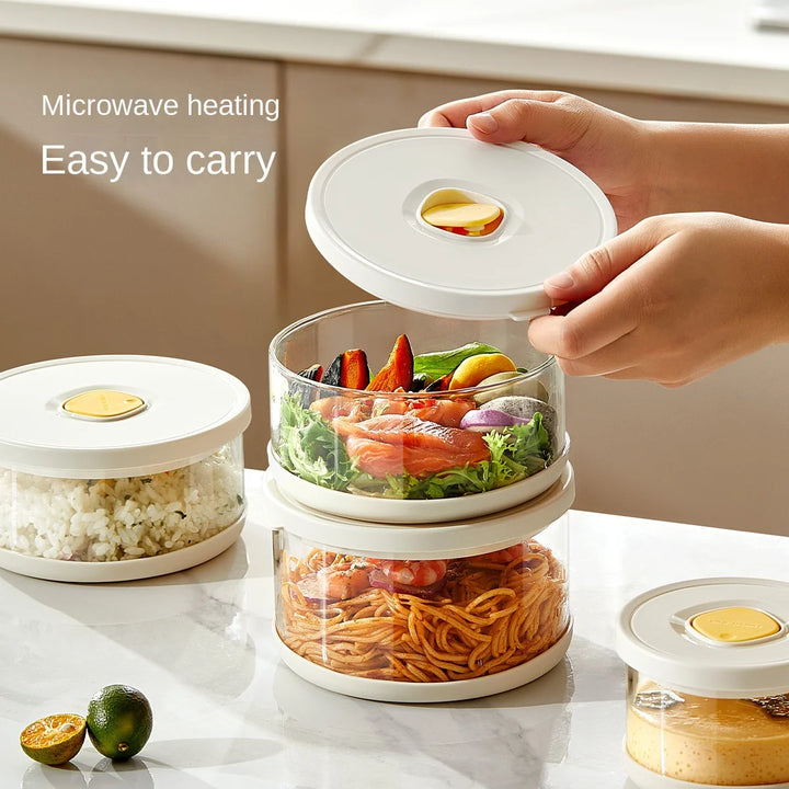 Glass Tupperware Set Airtight Containers Heat Resistant Lunch Box Food Storage for Frozen Rice Salad Bowl and Lid Take Away