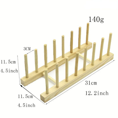 Wooden Dish Drying Rack Kitchen Organizer for Plates, Cups, and Pot Lids