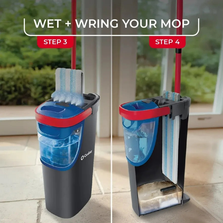 O-Cedar H2 Pro Flat Mop System with Dual-Tank Clean & Dirty Water Separation