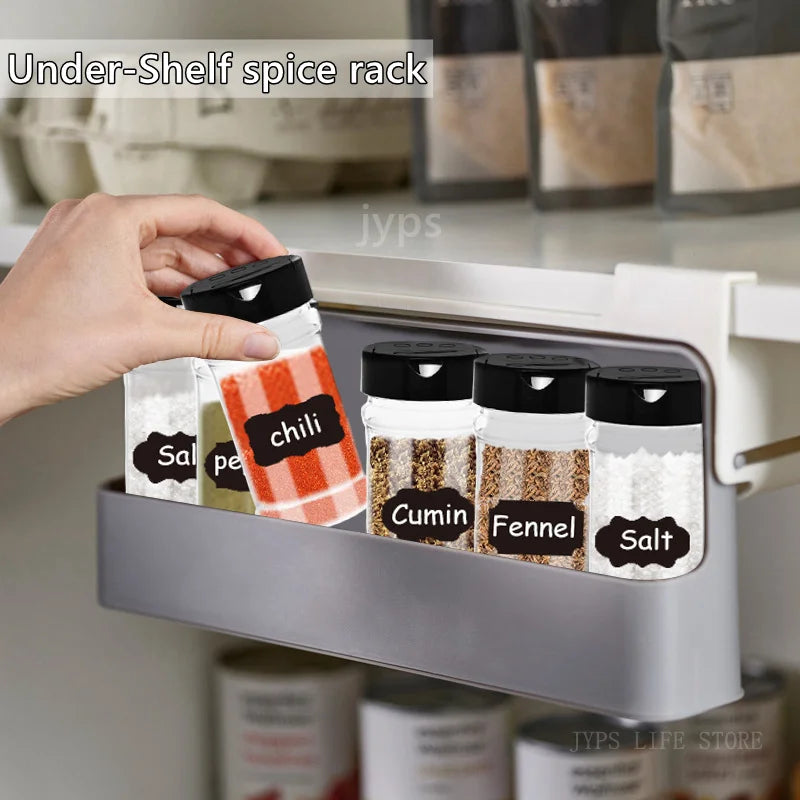 Self-Adhesive Wall-Mount Spice Rack for Kitchen Storage