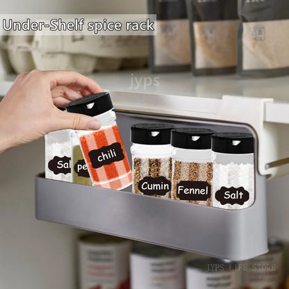 Self-Adhesive Wall-Mount Spice Rack for Kitchen Storage