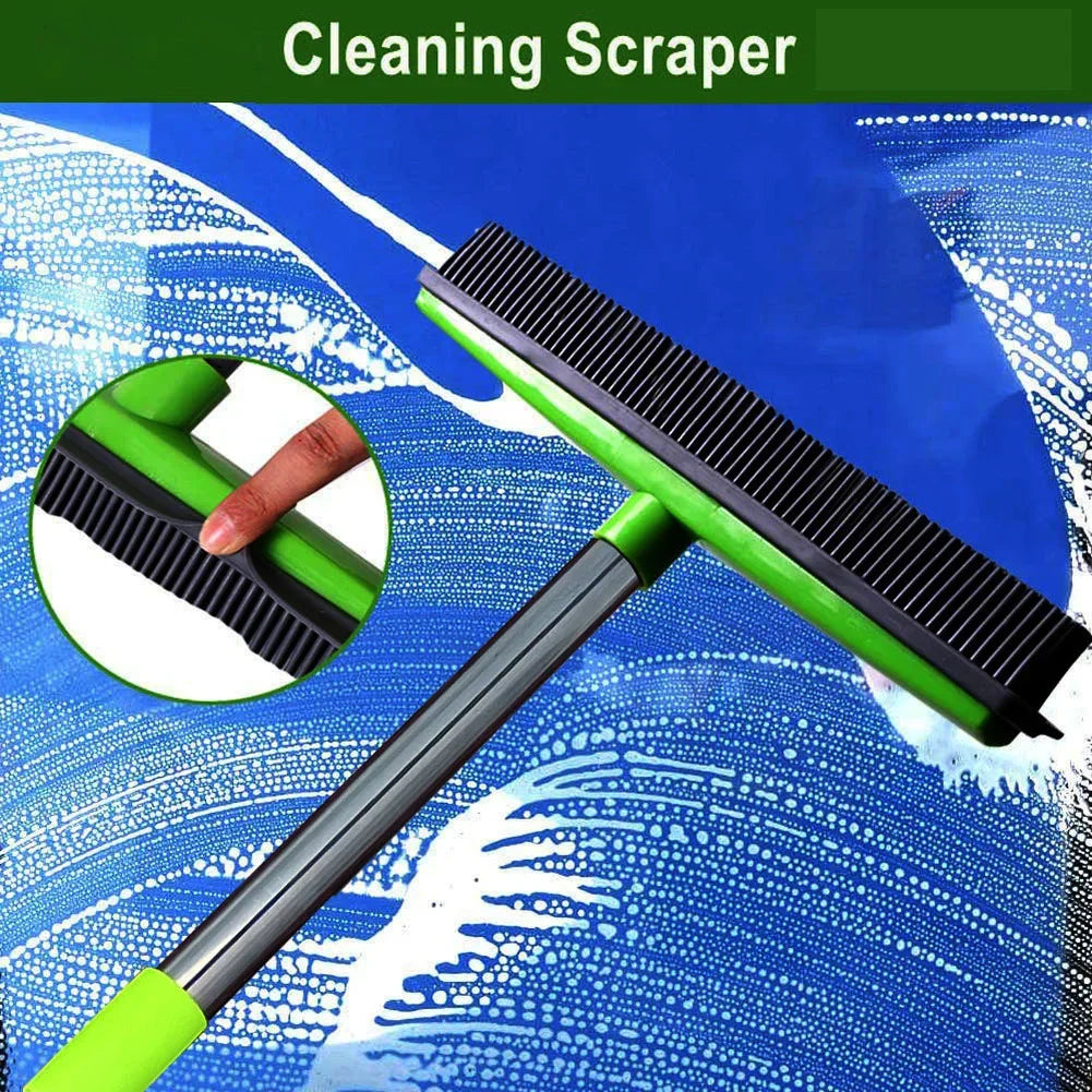 Pet Hair Rubber Broom with Squeegee for Floors & Carpets