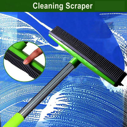 Pet Hair Rubber Broom with Squeegee for Floors & Carpets