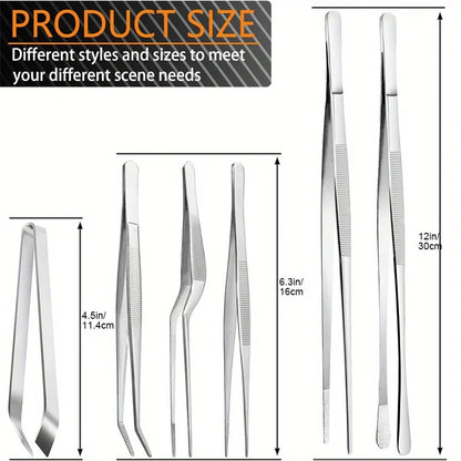 6-Piece Stainless Steel Kitchen Tweezers – Cooking & Chef Tools