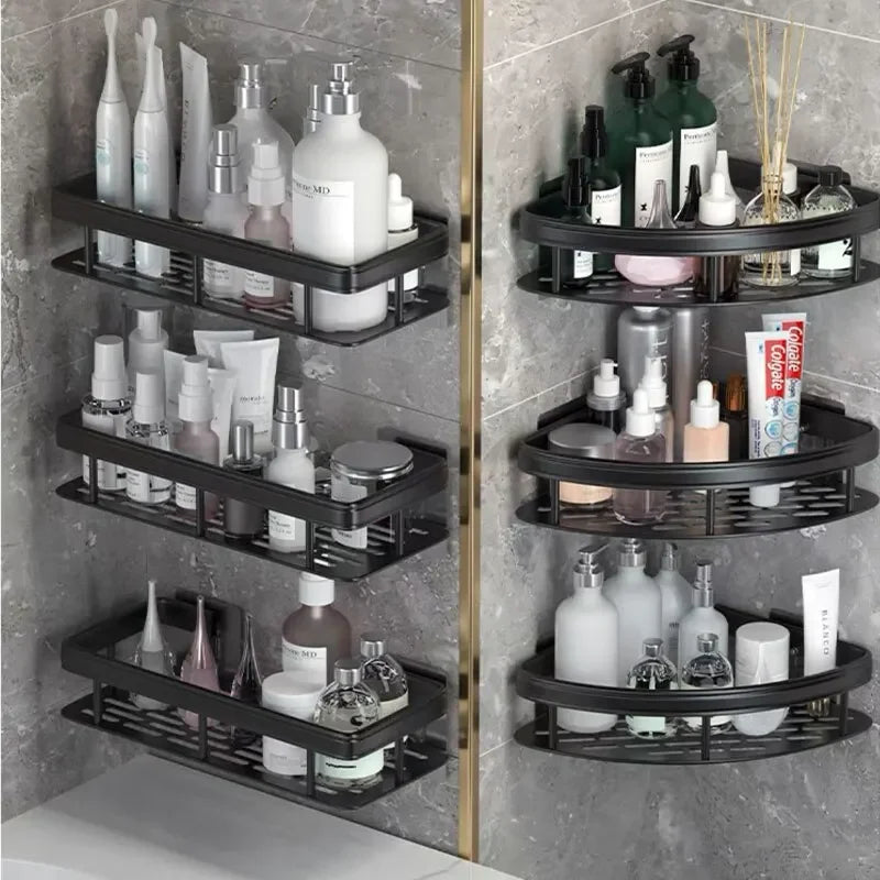 No-Drill Corner Bathroom Storage Shelf & Shower Rack Holder