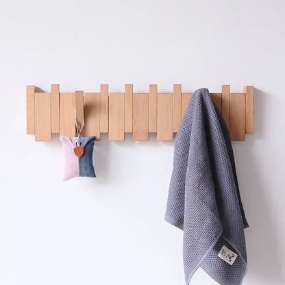 Wall-Mounted Black Walnut Coat Rack with Hooks