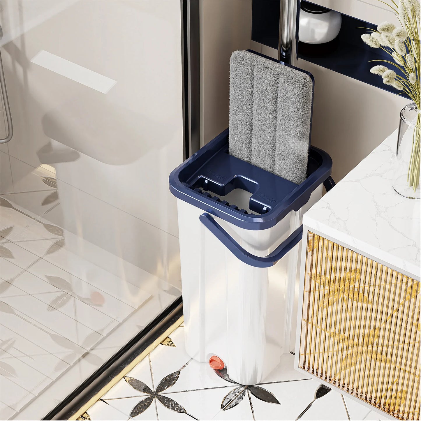 Hands-Free Floor Mop with Dual Bucket System for Clean & Dirty Water Separation