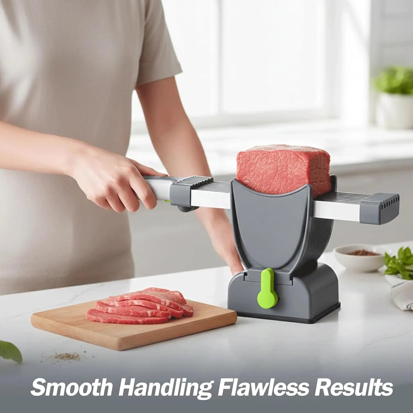 Manual Stainless Steel Meat Slicer with Adjustable Thickness Multi-Blade Cutter