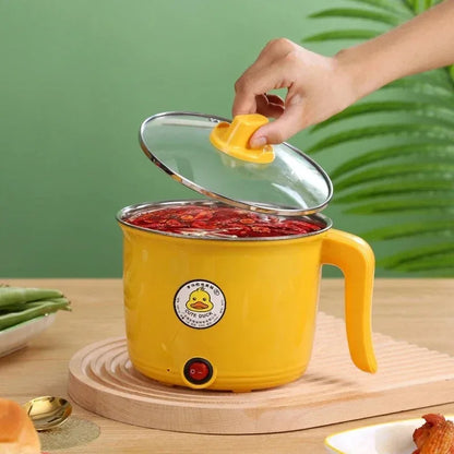 Portable 1.8L Electric Hot Pot for Dorm Cooking - Yellow Color