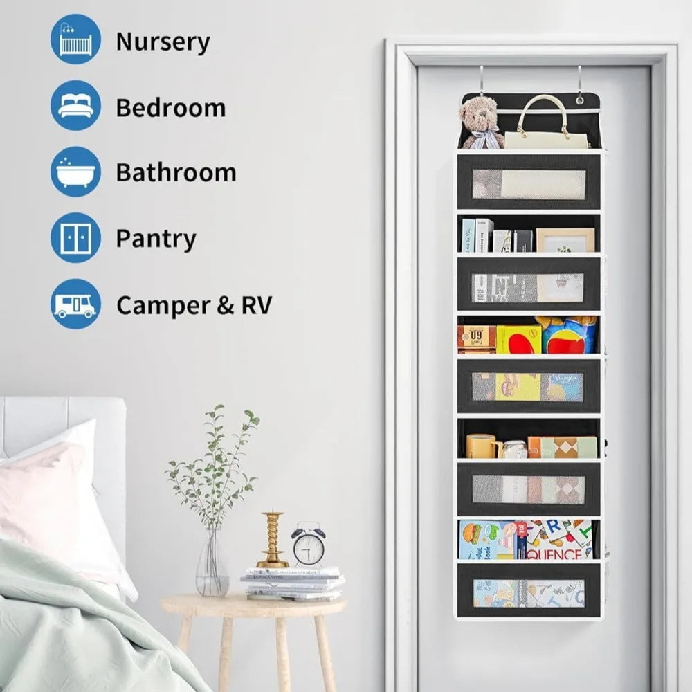 5-Shelf Hanging Storage Organizer – Anti-Tilt, Behind Door, Multi-Pocket