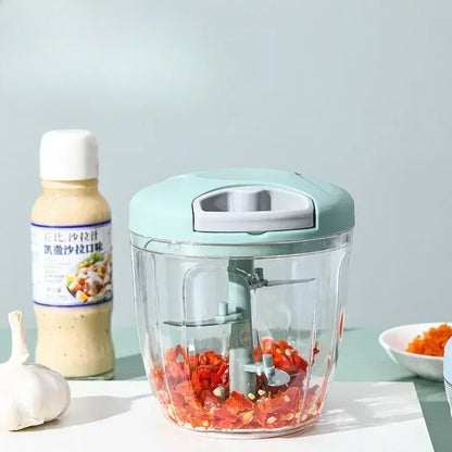 500/900ML Rotary Food Processor & Garlic Grinder for Vegetables, Fruits & Chili
