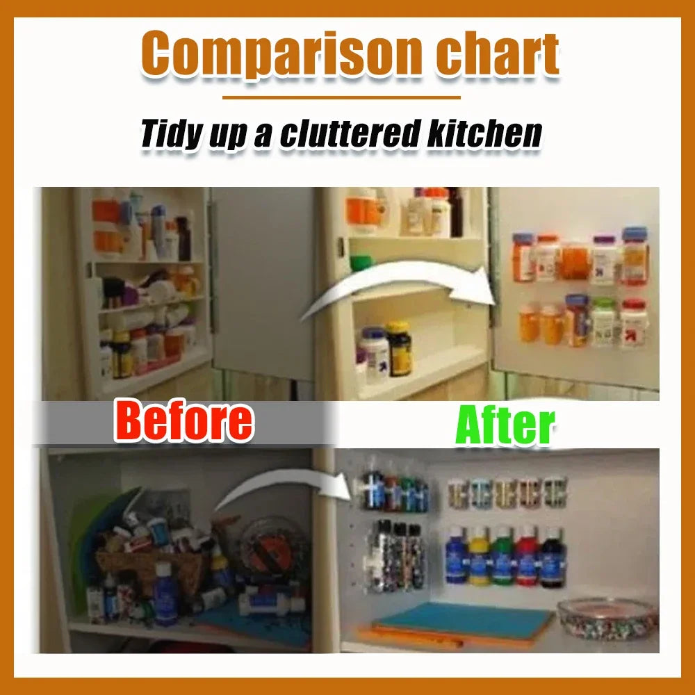 2/4pcs Kitchen Storage Rack Seasoning Jar Storage Rack Simple Bottle Clip Wall Mount Spice Bottle Stand 5 Hole Ingredient Holder