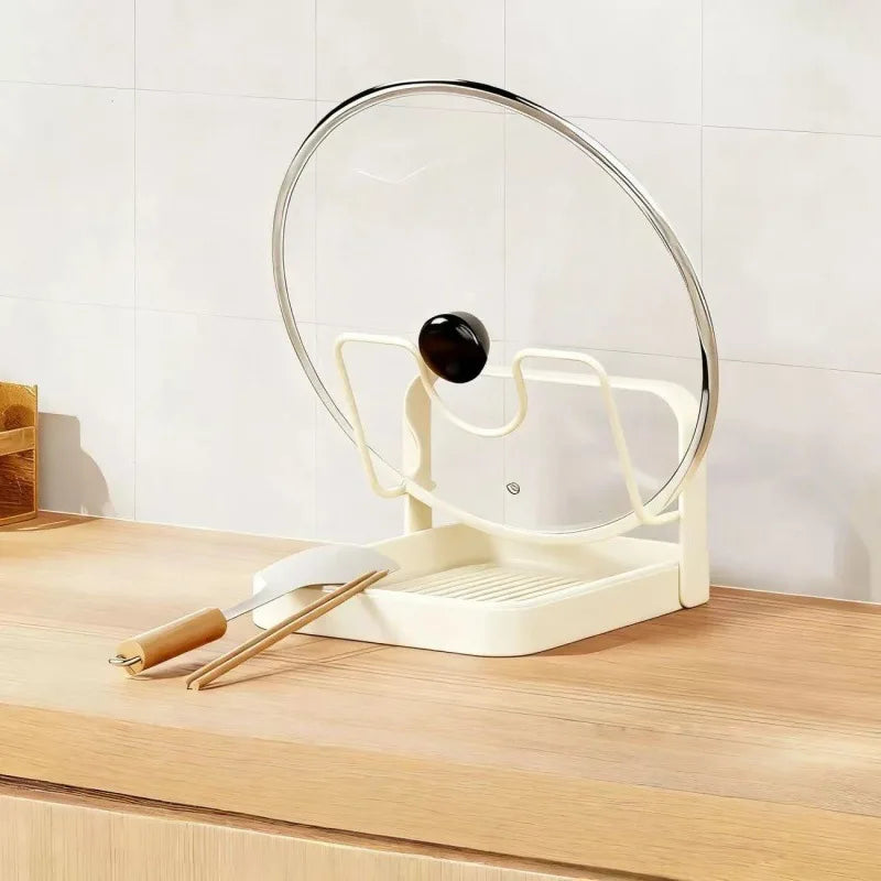 Kitchen Pot Lid Organizer Rack with Drip Tray for Pans & Covers