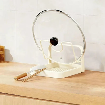 Kitchen Pot Lid Organizer Rack with Drip Tray for Pans & Covers
