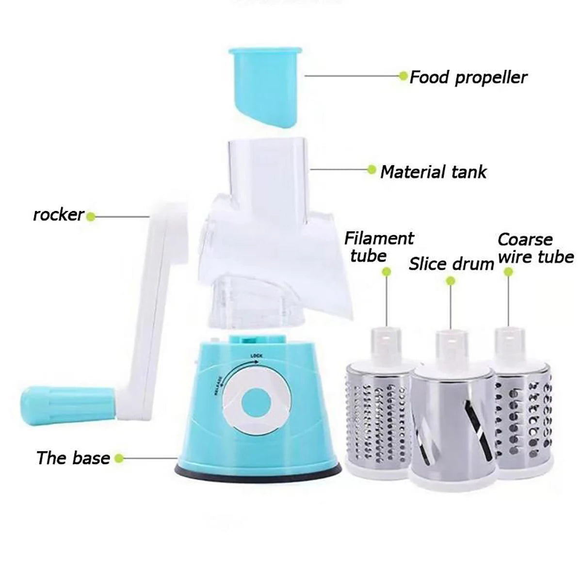 3-in-1 Manual Vegetable Slicer & Shredder with Sharp Drums