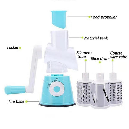 3-in-1 Manual Vegetable Slicer & Shredder with Sharp Drums