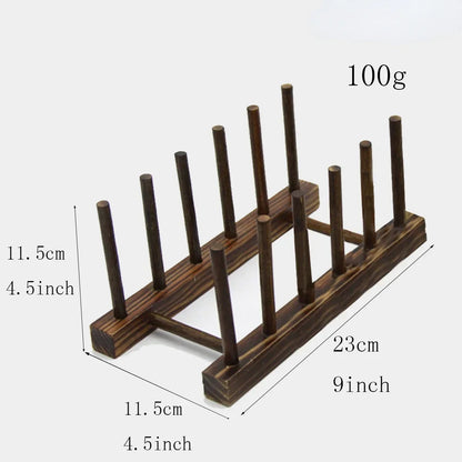 Wooden Dish Drying Rack Kitchen Organizer for Plates, Cups, and Pot Lids