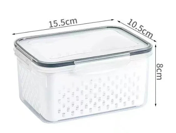 Fruit & Veggie Storage Container with Strainer – Fridge Organizer