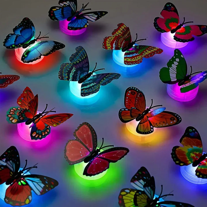 10 pieces 3D LED Butterfly Night Lights Faux Butterfly Glow Wall Stickers Wall Decoration Holiday Party Home Decoration