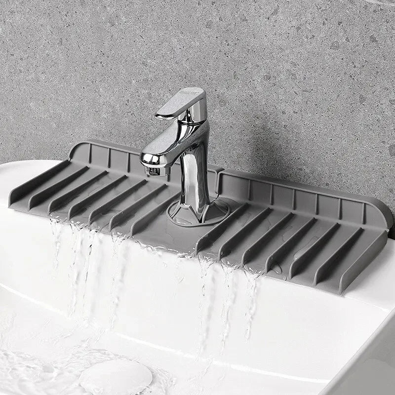 Silicone Sink Faucet Mat Splash Guard & Soap Sponge Holder Drying Pad