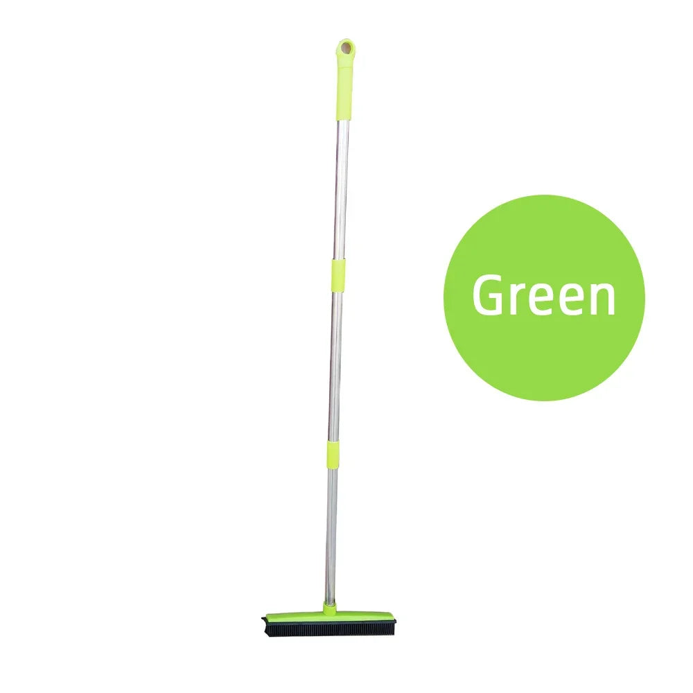 Pet Hair Rubber Broom with Squeegee for Floors & Carpets