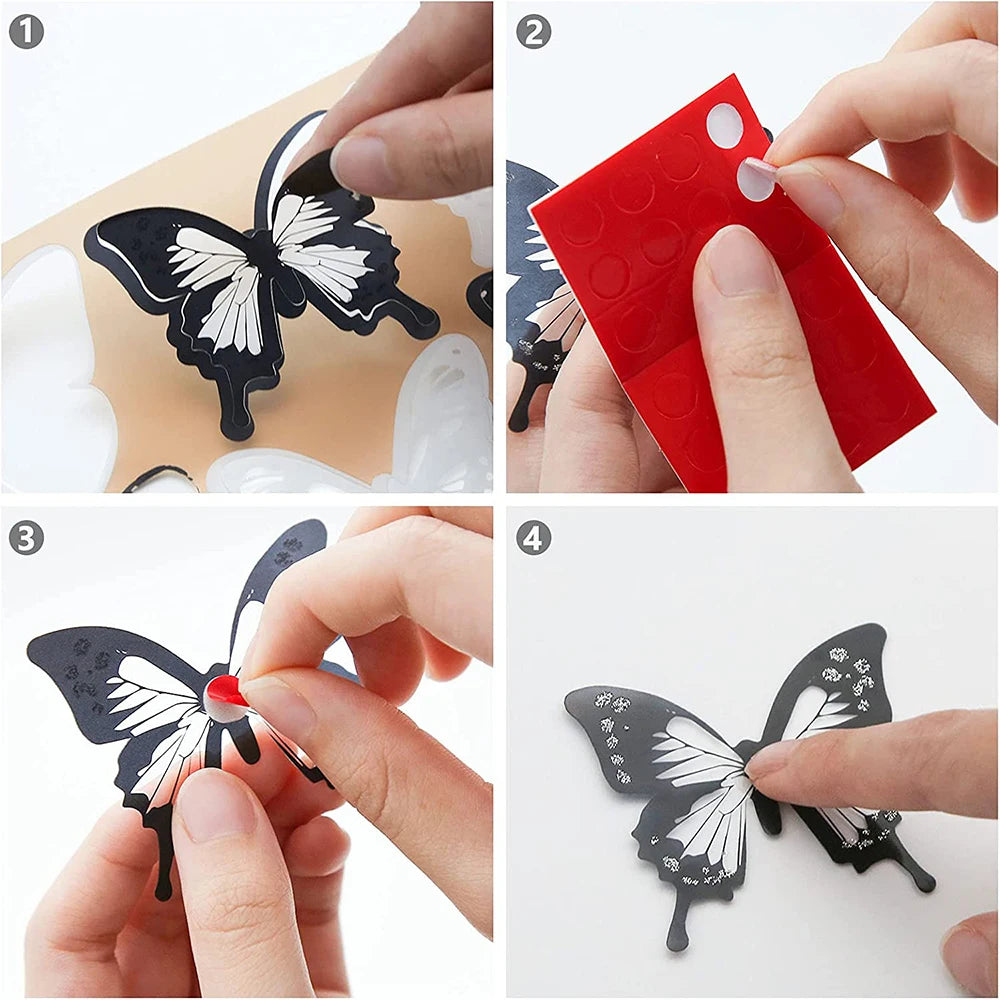 18Pcs Black White Butterfly Wall Stickers Decor 3D Removable Glitter Butterflies Home Decoration Wedding Living Room Ornaments