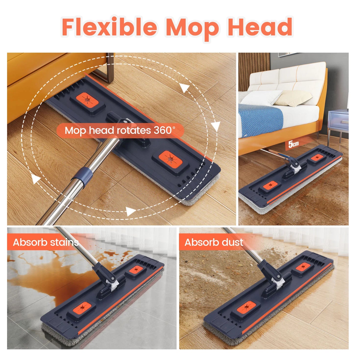 Hands-Free Floor Mop with Dual Bucket System for Clean & Dirty Water Separation