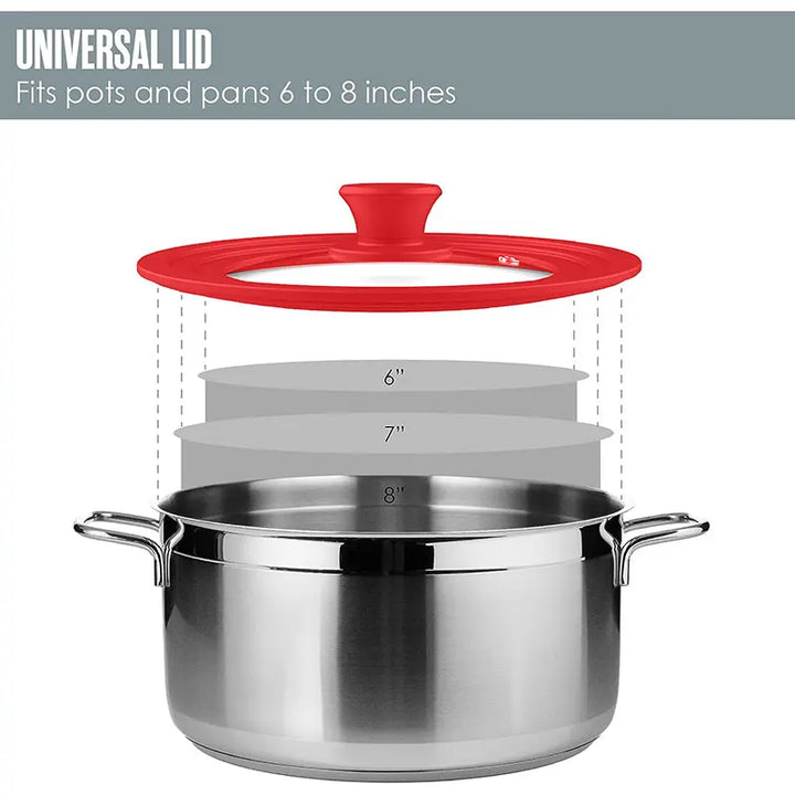 Multifunctional Tempered Glass Pot Lid Silicone Rim Cool Touch Handle Steam Dishwasher Safe Skillet Pan Cover Christmas Gift