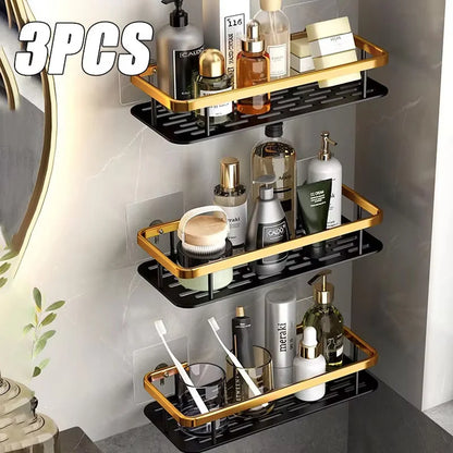 No-Drill Wall-Mounted Aluminum Shower & Kitchen Corner Shelf