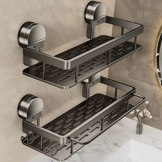 No-Drill Suction Cup Bathroom & Kitchen Storage Shelf