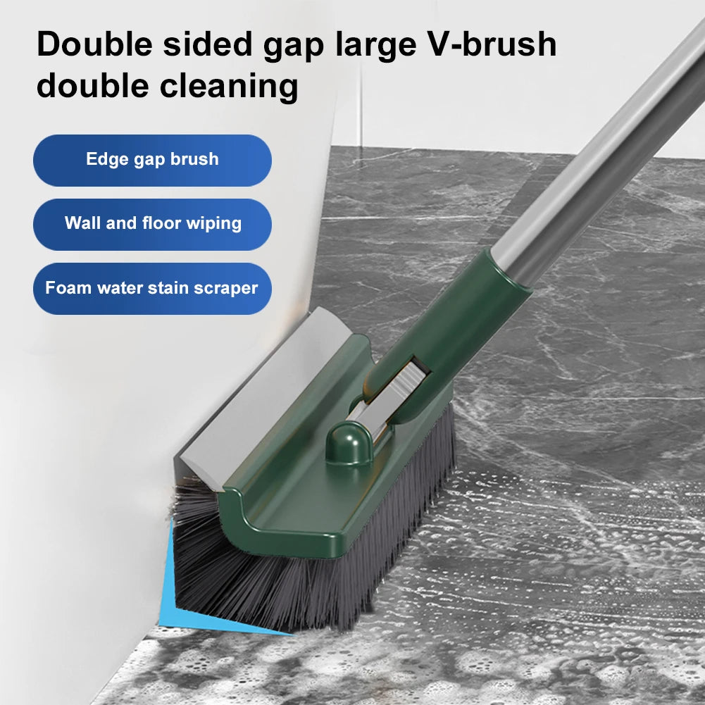 3-in-1 Floor & Tile Scrub Brush with Scraper and Long Handle