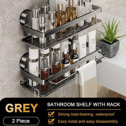 No-Drill Suction Cup Bathroom & Kitchen Storage Shelf