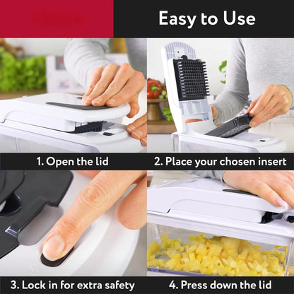 Vegetable Spiral Chopper with Container – Kitchen Food Cutter Gadget