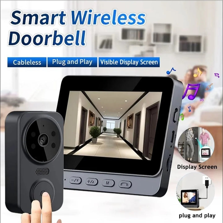 Wireless Video Doorbell Camera Bundle Smart Security with Night Vision 2.4G WiFi HD Motion Detection Cloud Storage