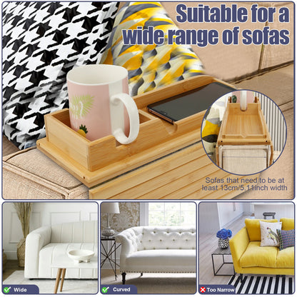 Foldable Bamboo Sofa Armrest Cup & Storage Tray