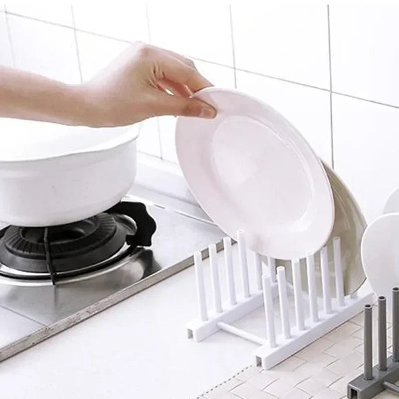 Wooden Dish Drying Rack Kitchen Organizer for Plates, Cups, and Pot Lids