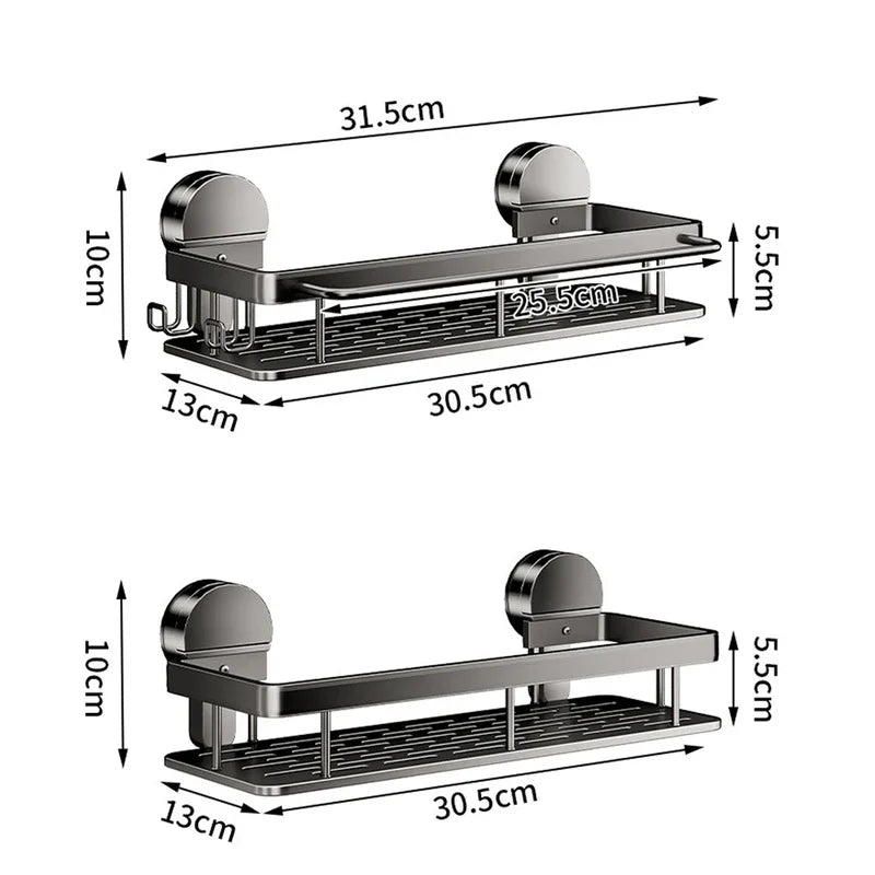 No-Drill Suction Cup Bathroom & Kitchen Storage Shelf