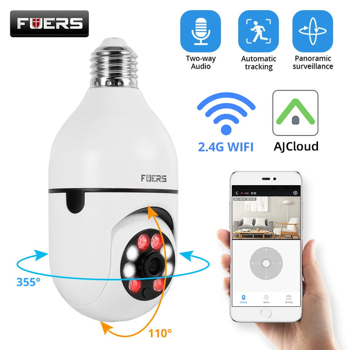 Bulb E27 Surveillance Camera Full Color Night Vision Automatic Human Tracking Zoom Indoor Security Monitor Wifi Miini IP Camera