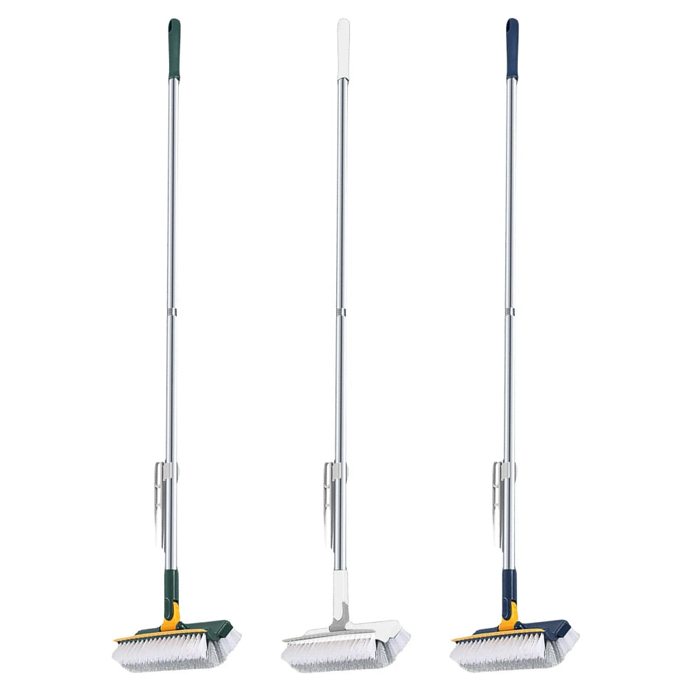 3-in-1 Floor & Tile Scrub Brush with Scraper and Long Handle