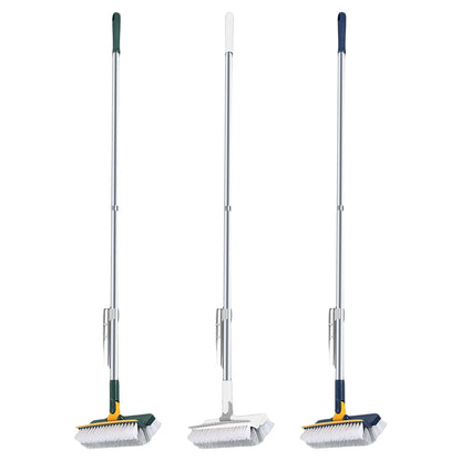 3-in-1 Floor & Tile Scrub Brush with Scraper and Long Handle