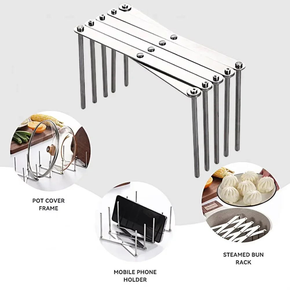 Retractable Stainless Steel Dish & Lid Rack Organizer
