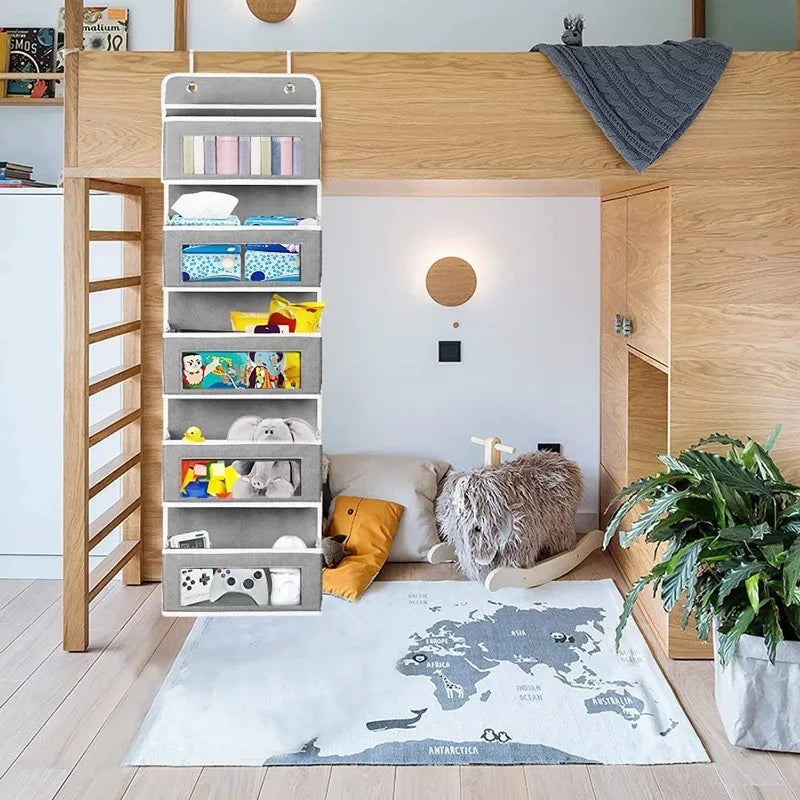 5-Shelf Hanging Storage Organizer – Anti-Tilt, Behind Door, Multi-Pocket
