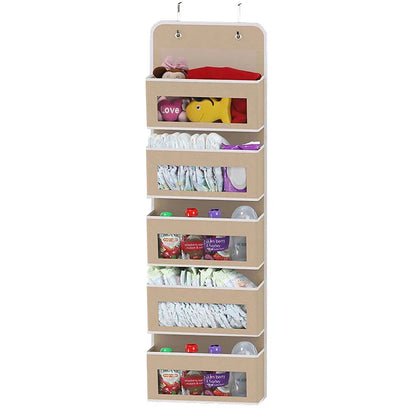 5-Shelf Hanging Storage Organizer – Anti-Tilt, Behind Door, Multi-Pocket