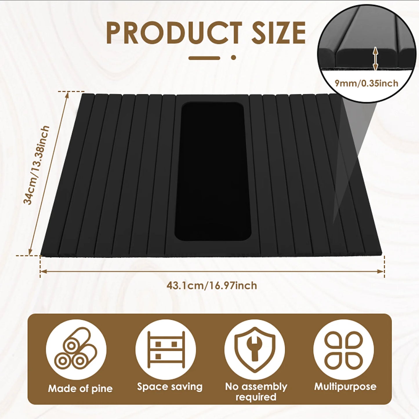 Foldable Bamboo Sofa Armrest Cup & Storage Tray
