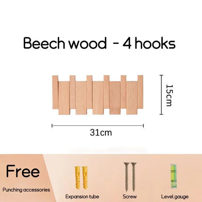 Wall-Mounted Black Walnut Coat Rack with Hooks