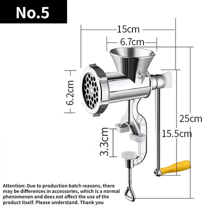 Heavy Duty Hand Crank Meat Grinder & Sausage Stuffer Manual Kitchen Mincer Pasta Maker
